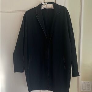 Vintage Donna Karan Navy Jacket with White Stitching 1999 era